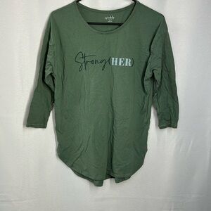 Wonderly Green 3/4 Sleeve Relaxed Tee